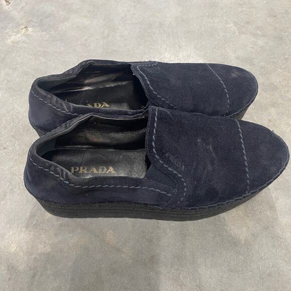 PRADA - Black Suede Platform Loafers - Picture 5 of 11